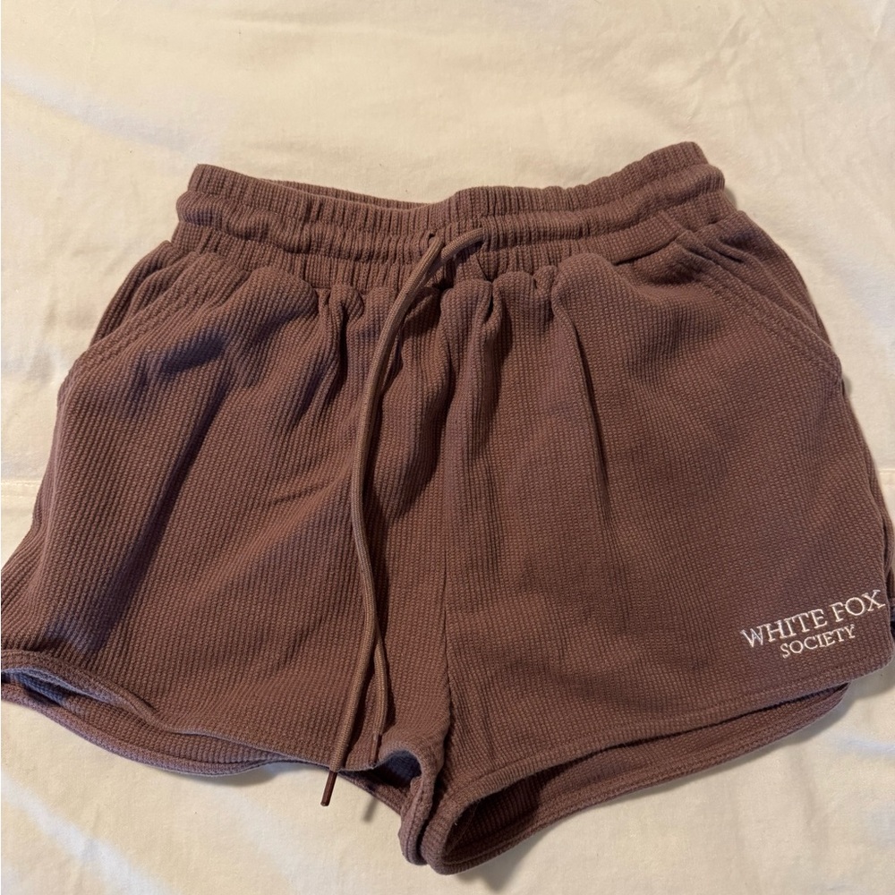 White Fox Boutique Brown Athletic Shorts with Elastic Waistband
